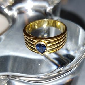 14K Yellow Gold Sapphire Ring With Blue Sapphire
